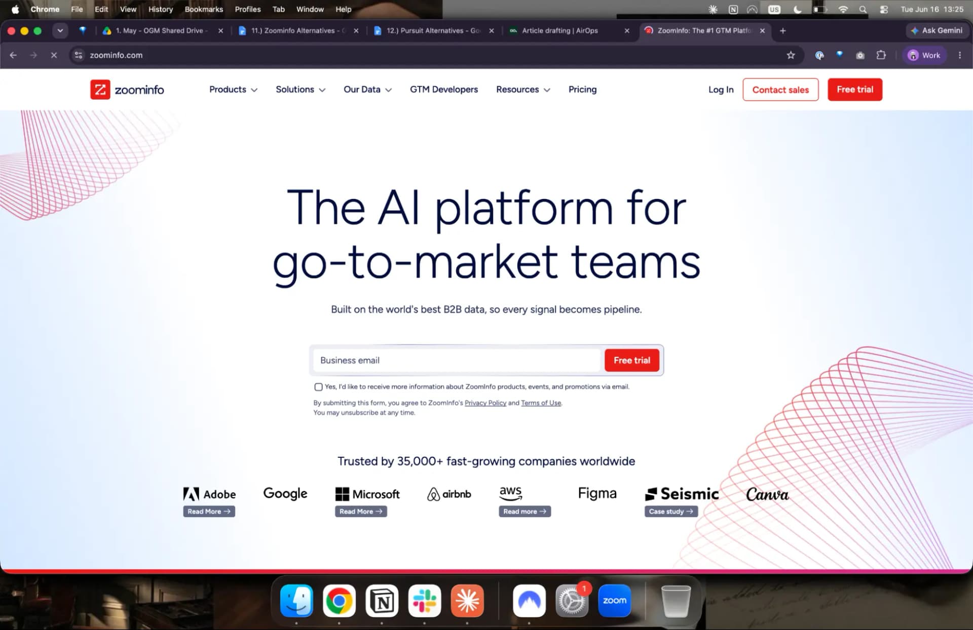 ZoomInfo B2B sales intelligence platform interface